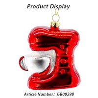Ornement de Noël en verre soufflé en forme de robot culinaire rétro, machine à café, décoration de sapin de Noël suspendue, boule en verre