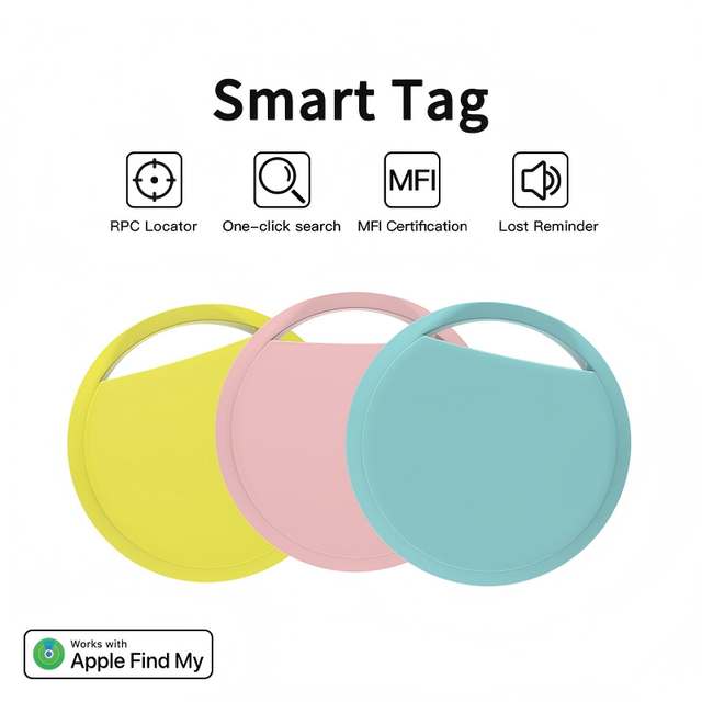 MFi Certified Smart Tag, Works with Apple Find My, Bluetooth Item Locator for Keys, Bags, Pets, Luggage