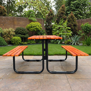 कम moq आधुनिक डिजाइन आउटडोर पैटियो सेट फोल्डेबल प्लास्टिक लकड़ी डाइनिंग टेबल और रेस्तरां या गार्डन फर्नीचर के लिए कुर्सियां - Product Image 1