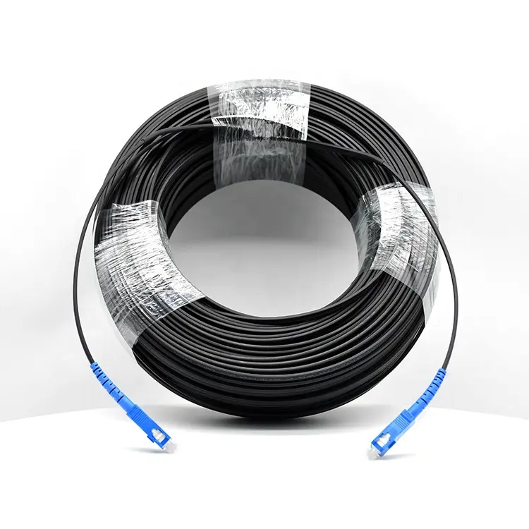 KNOFC FTTH tropfen kabel patch cord außen 1core G657A faser 100m stahl draht SC/UPC-SC/UPC fiber optic kabel