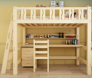 <span class=keywords><strong>Letto</strong></span> a Castello Multifunzionale in Legno Massello per Bambini e Adulti <span class=keywords><strong>con</strong></span> Sedia Scrivania e Armadio Sottostanti - Product Image 3