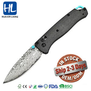 Cuchillo Táctico Plegable Mini HL BM535, Acero de Damasco, Mango de Fibra de Carbono, Cuchillo de Bolsillo, para Campismo al Aire Libre, Duradero, Autodefensa, OEM D2 - Product Image 1
