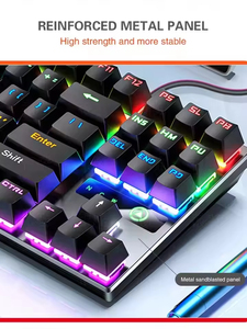 Metal Mechanical <b>Keyboard</b> 87 Keys 104 Keys Illuminated Cyan Axis <b>Computer</b> Accessories Wired <b>Gaming</b> <b>Keyboard</b> - Product Image 4