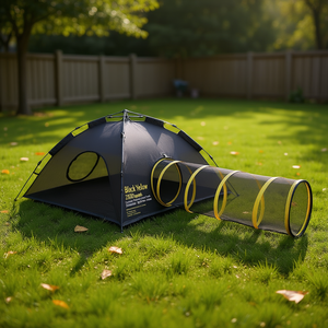 Túnel para Mascotas Negro y Amarillo, Tela Oxford 210D, Estilo Empalmado, Ligero, Transpirable, Plegable, Túnel Tubular para Exteriores - Product Image 2