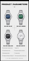 POEDAGAR 613 Nouvelle Montre Homme Ultra-Mince à Quartz avec Bracelet en Acier Inoxydable Étanche, Fonction Lumineuse et Calendrier