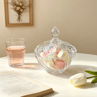 Lot de 2 pots à sucre en verre de luxe, décoratifs, sans plomb, avec motifs diamant et nervures torsadées, pour bonbons et rangement