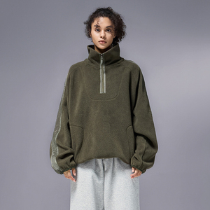 European Style 325gsm Blank Polar Fleece <strong>Jacket</strong> <strong>Half</strong> Zipper Loose Fit Oversized oversized Fleece <strong>Jacket</strong> Outdoor - Product Image 1