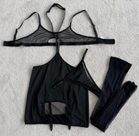 Nouvel ensemble de vêtements de nuit en maille à découpes au dos, 4 pièces, avec bretelles halter