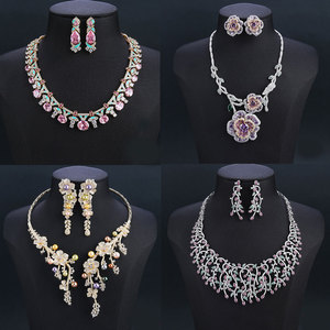 XUPING plaqué or mariage mariée fleur synthétique cubique zircone cristal luxe exagérer fine femmes mode mariée ensemble de bijoux - Product Image 3