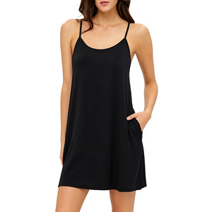 <span class=keywords><strong>Camicia</strong></span> <span class=keywords><strong>da</strong></span> <span class=keywords><strong>Notte</strong></span> Mini Larga <span class=keywords><strong>da</strong></span> Donna in Modal <span class=keywords><strong>con</strong></span> <span class=keywords><strong>Spalline</strong></span> Sottili e Tasche Laterali, Vestito <span class=keywords><strong>da</strong></span> <span class=keywords><strong>Notte</strong></span> Traspirante - Product Image 3