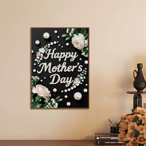 Kit de Peinture Diamant Floral Perle et Pois Joyeuse Fête des Mères <span class=keywords><strong>avec</strong></span> Texte de Vœux pour Décoration Murale DIY et Cadeau - Product Image 2