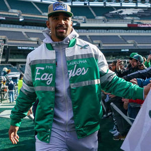 Giacca Bomber da <span class=keywords><strong>Uomo</strong></span> 2025 Philadelphia Eagles in Raso Verde e <span class=keywords><strong>Bianco</strong></span> Stile Varsity Starter per Squadra di Football Americano - Product Image 5