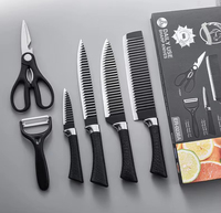 Ensemble de couteaux utilitaires de chef, compatibles lave-vaisselle, outils de cuisine avec poignées ergonomiques en plastique, vente en gros de couteaux en métal, ensemble de batterie de cuisine