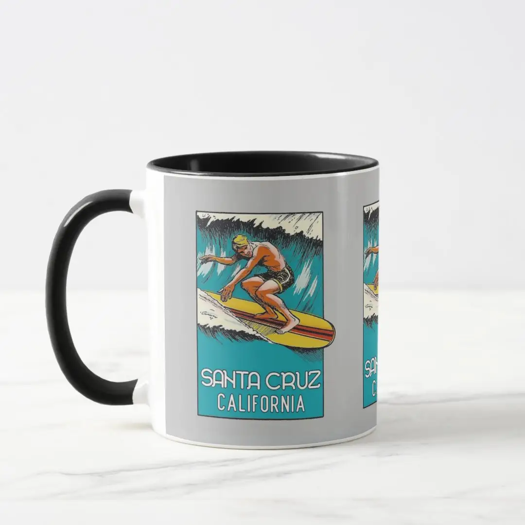 New Desgin Santa Cruz California Vintage Art Surfing Earthenware Mug Ceramic Coffee Cup