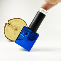 Flacon de vernis à ongles en verre bleu brillant de 14 ml avec bouchon brillant pour emballage cosmétique et huile de soin