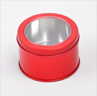 Étain rond coloré rouge et bleu, pour gâteau de noël en métal doré avec couvercle transparent et capuchon de fenêtre