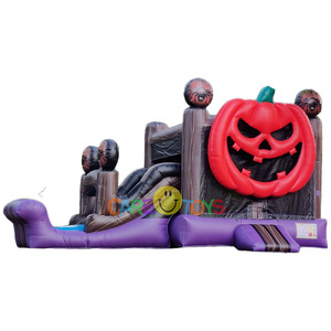 Castillo Inflable Personalizado de Halloween en Venta - Castillo Inflable Moderno de Lujo con Tobogán y Piscina de Pelotas en Colores Pastel Macaron - Product Image 6