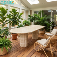 Table à manger en marbre personnalisée HZX - Design moderne, poli/lustré, imperméable, durable, écologique pour villas, hôtels, cuisines