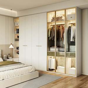 Armoire moderne blanche Santopova avec portes et éclairage intégré - Product Image 1