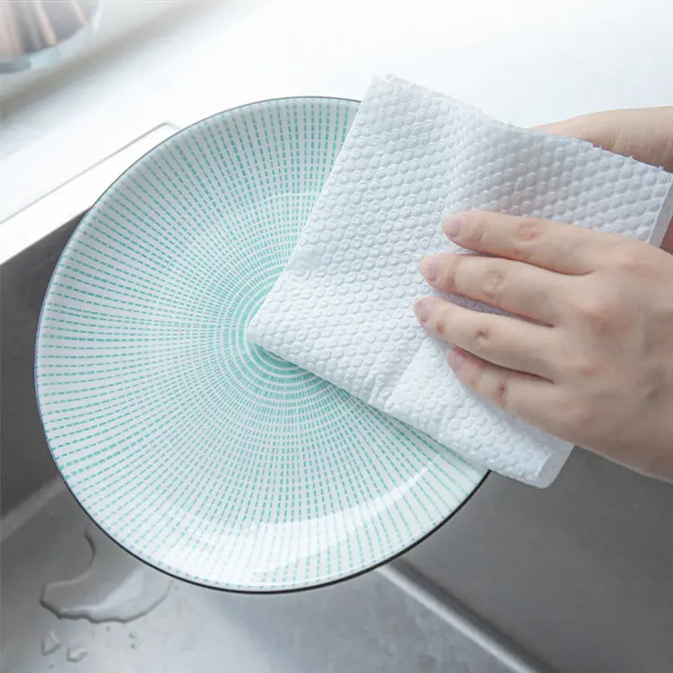 Molhado e seco de dupla utilização pano preguiçoso absorvente espessado papel de cozinha fornece branco descartável lavar louça pano