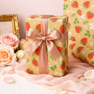 Strawberry <b>Pattern</b> Gift Wrapping <b>Paper</b> Double Sided Coated Specialty <b>Paper</b> For Packaging And Craft Use - Product Image 1