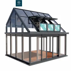 RTS personnalisé jardin d'hiver véranda autoportante avant-toit incurvé et solariums véranda balcon cadre en aluminium 8x8