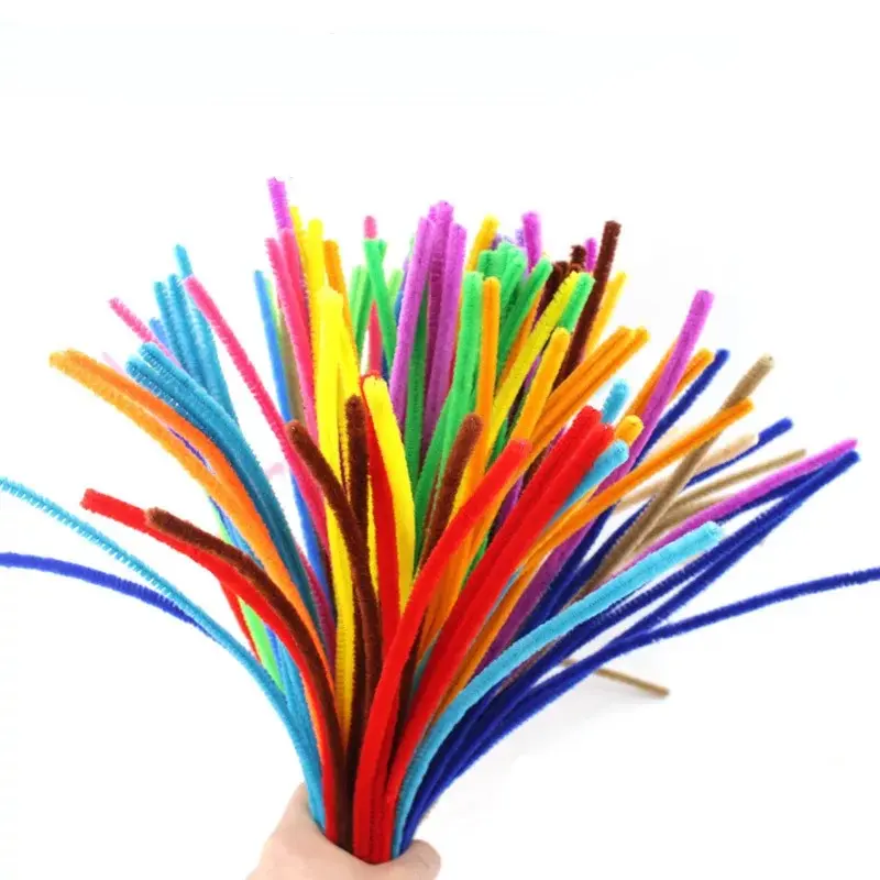 Hot Selling High Quality 100pcs Fuzzy Stick Craft Normal Chenille Stem for Soft DIY Toys Pipe cleaners stem