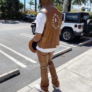 <span class=keywords><strong>Tuta</strong></span> Sportiva Casual <span class=keywords><strong>di</strong></span> Alta Qualità per Uomo, Due Pezzi: Gilet Cargo e <span class=keywords><strong>Pantaloni</strong></span> in <span class=keywords><strong>Pelle</strong></span> <span class=keywords><strong>a</strong></span> Pieghe, Completo Sportivo in <span class=keywords><strong>Pelle</strong></span> - Product Image 5