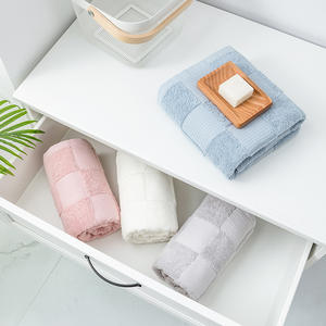 Serviette de bain en pur coton 70x140cm, couleur unie, moelleuse, pour usage domestique, blanc, bleu, gris, rectangulaire M2838 - Product Image 2