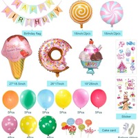 Kit de ballons en aluminium Arc-en-ciel Nuage Soleil Lune, Guirlande d'arche de ballons Macaron, Décorations de fête Joyeux Anniversaire pour Enfants et Baby Shower