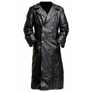 Cappotto in <span class=keywords><strong>Pelle</strong></span> <span class=keywords><strong>Nera</strong></span> Stile Classico Tedesco da Ufficiale della Seconda Guerra Mondiale per Uomo - Product Image 3