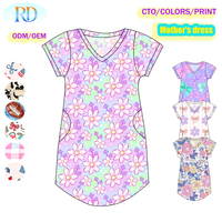 Chemise de nuit en bambou pour maman, manches courtes, col en V, ample, imprimée, robe de nuit, ODM OEM, personnalisable, imprimé floral de dessin animé, vêtements de nuit pour maman