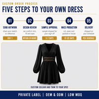 Robe Courte Femme Personnalisée avec Dentelle, Col en V Profond, Manches Ballon, Coupe Évasée, Vente en Gros, Fabrication OEM ODM