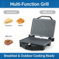 Machine de cuisine multifonctionnelle pour la maison, fonction de réglage de la température, appareil à sandwichs, gaufrier, gril électrique