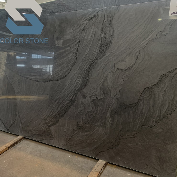 Зеркальная полированная Роскошная темно-серая черная плитка из адамантиевого кварцита, антископическая настенная напольная плитка