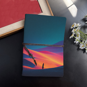Cuaderno A6, regalo de Acción de Gracias para colegas que se trasladan a otras ramas con persona, dunas de arena del desierto, impresiones del cielo en el Co - Product Image 2
