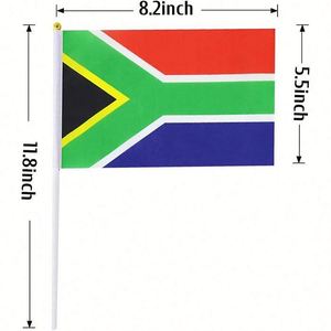 Polyester South Africa 14*21 cm Hand Held Waved <b>Flag</b> of South African Small PVC Stick for Campaign Election Decorations - Product Image 2