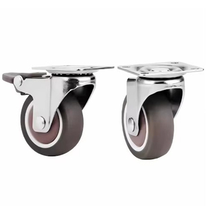 Ruedas giratorias modernas de 1 pulgada de TPR de uso ligero con freno de acero y rodamientos de bolas, capacidad de carga de 35 kg, para equipos de hospitales y hoteles. - Product Image 1