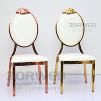 Chaise de banquet Louis en bouclette empilable de luxe personnalisée en fer doré et blanc pour hôtels, mariages et événements en extérieur 2026
