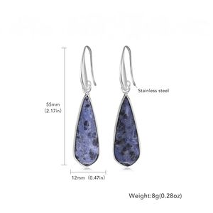 Pendientes de Piedra de Ágata Facetada en Forma de Gota con Borde Dorado de Acero Inoxidable Dorado de 36 mm, Joyerí<span class=keywords><strong>a</strong></span> de Piedras Preciosas para Mujer, Regalo para Amiga - Product Image 2