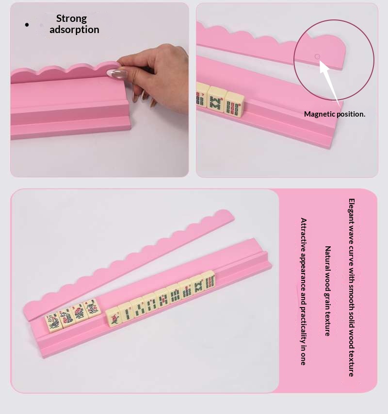 Règle de mahjong en bois massif - Rose cerise - Ensemble de 4 pièces