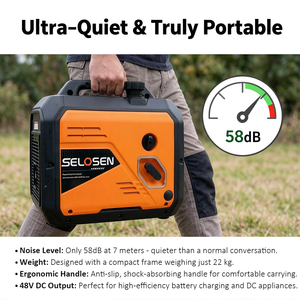 <span class=keywords><strong>Generador</strong></span> Portátil SELOSEN de 48V 60V 72V, 3.5KVA, Gasolina, 4 Tiempos, Arranque Remoto, 3.2KW, Silencioso e <span class=keywords><strong>Insonorizado</strong></span> - Product Image 6