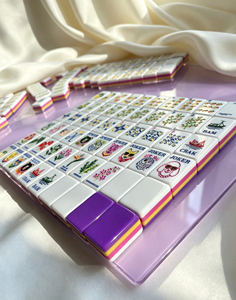 Jeu de Mahjong Américain Violet avec Tuiles Botaniques, Combinaisons Citron et Étoile, Dos Violet Brillant, Cartes Animaux avec Pierres Précieuses pour Soirées Jeux - Product Image 4