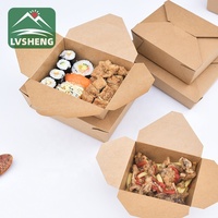 IO-fiambrera Bento degradable para niños, fiambrera de papel kraft reciclable