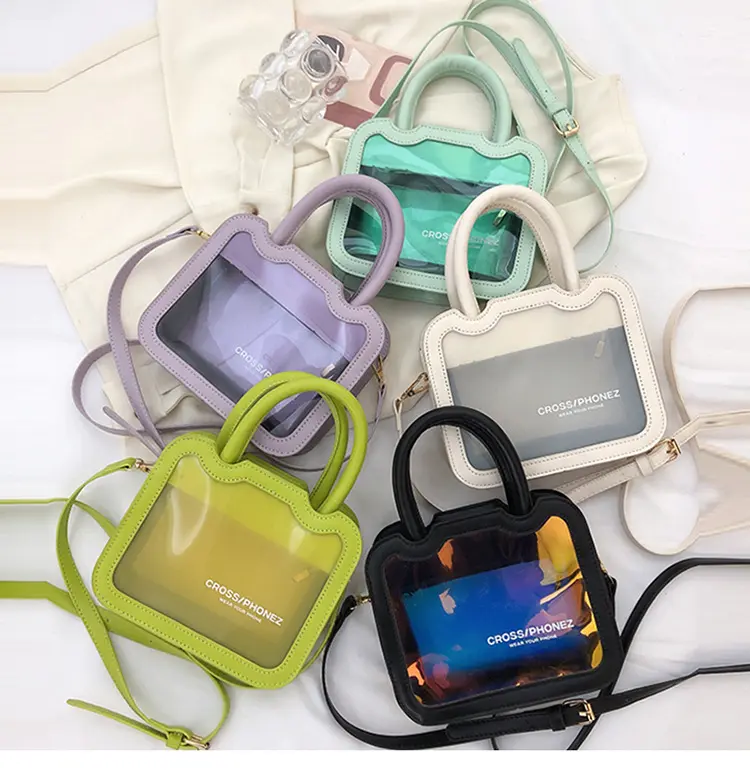 Luxury Brand Fashion Wholesale Large Clear Bucket Crossbody Bag Satchel Sac Small Jelly Tote Bag PVC Top Handle Shoulder Bag