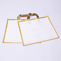 Sac de courses biodégradable non tissé imprimé sur mesure, givré, avec poignée en boucle, bord doré, sans BPA, fermeture à bouton-pression, 130 g/m²
