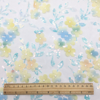 Tissu en maille brodé de fleurs 3D découpées au laser, orné de perles et de paillettes, design fantaisie CR164, prix direct usine pour robe de mariée
