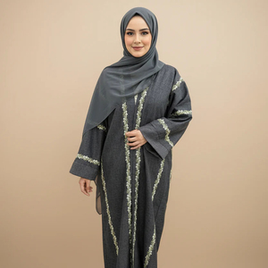 قفطان وعبايات نسائية فاخرة مطرزة على الطراز الكويتي والدبي للسيدات والفتيات، عبايات مفتوحة رائعة وعصرية لعام <span class=keywords><strong>2026</strong></span> - Product Image 1