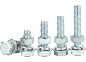 Hot Sale Hex Head <b>Screws</b> Nuts Flat Lock Washers Fully Threaded M18 Metric Hexagon Bolt Blue Zinc Grade 8.8 Fasteners Bolts Nuts - Product Image 1