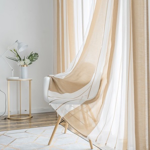 Rideau en gaze douce à rayures bicolores haute transparence, service de personnalisation, rideaux durables coupe-vent pour la décoration intérieure - Product Image 3